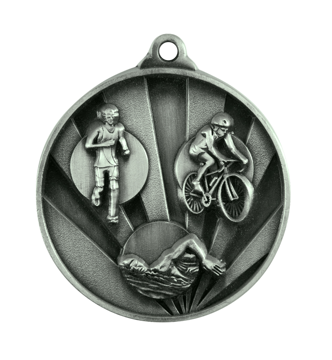 Sunrise Medal-Triathlon Antique Silver 50mm | Custom Wizard